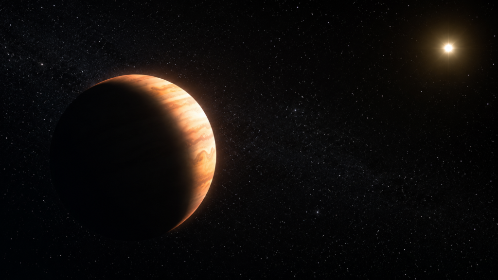 Ilustração do exoplaneta WD1856b. Créditos: NASA/ESA/CSA/R. Crawford (STScI)